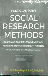 POST- QUALITATIVE SOCIAL RESEARCH METHODS : Kuantitatif-Kualitatif-Mixed Methods 
Positivism-Postpositicm-Phenomology- Postmodern 
Filsafat, Paradigma, Teori, Metode dan Laporan